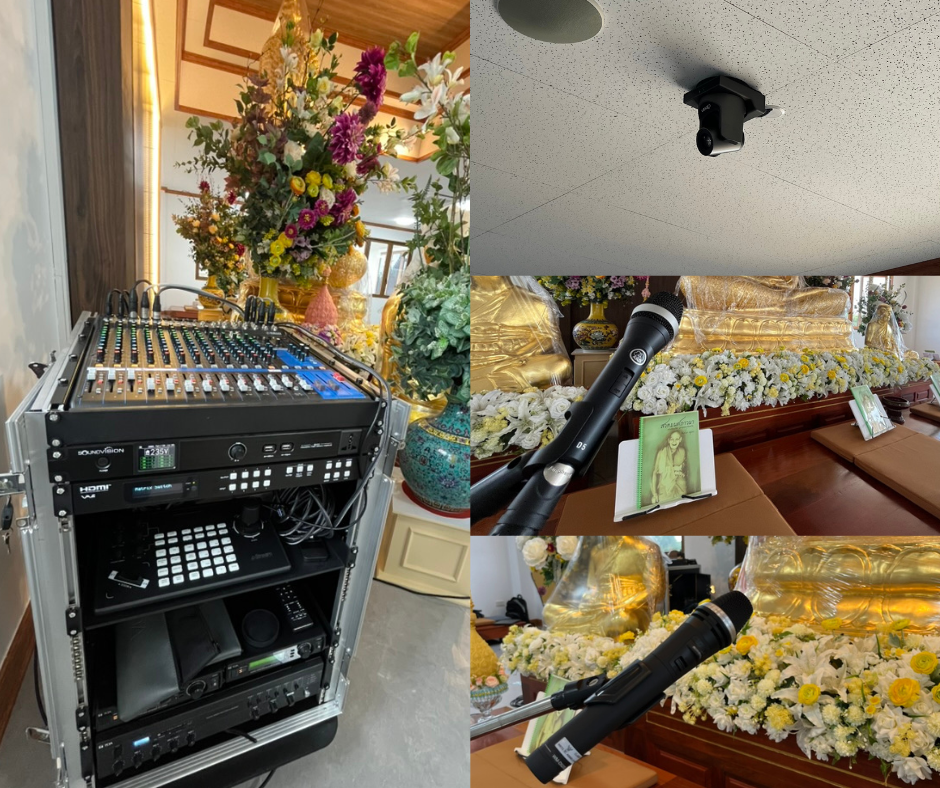 ระบบเสียงและกล้องถ่ายทอด ณ อาคารไตรสิกขภาวนาคาร วัดสะแก จ.อยุธยา